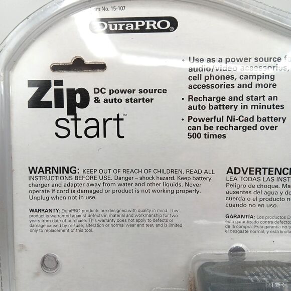 DuraPRO ZipSTART XL Auto Starter & DC Portable Power Source Jump Start Vehicle - Picture 5 of 5